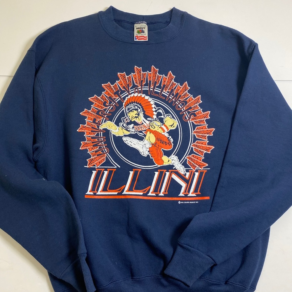 Vintage 90s Fighting Illini Crewneck Size Large